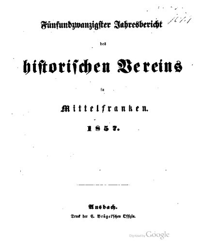 Jahresbericht des Historischen Vereins in Mittelfranken