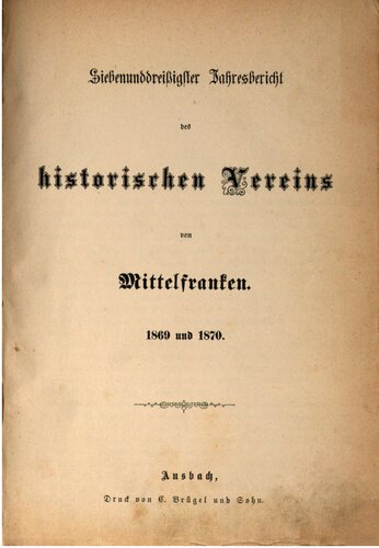Jahresbericht des Historischen Vereins in Mittelfranken