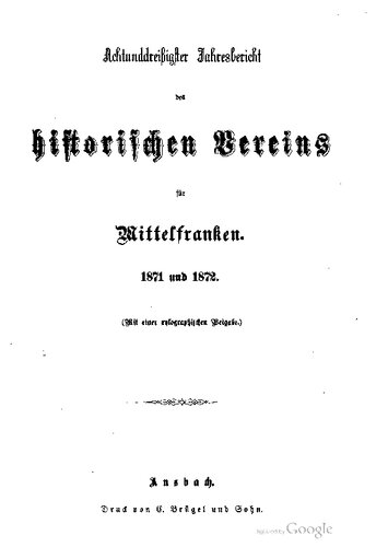 Jahresbericht des Historischen Vereins in Mittelfranken