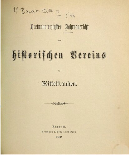 Jahresbericht des Historischen Vereins in Mittelfranken