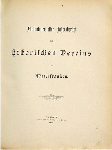 Jahresbericht des Historischen Vereins in Mittelfranken