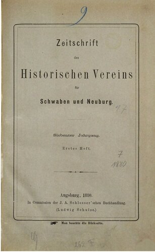 Zeitschrift des Historischen Vereins für Schwaben und Neuburg