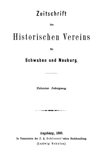 Zeitschrift des Historischen Vereins für Schwaben und Neuburg
