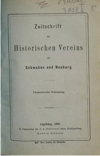Zeitschrift des Historischen Vereins für Schwaben und Neuburg