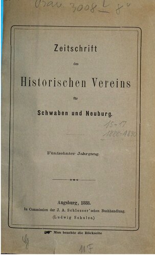 Zeitschrift des Historischen Vereins für Schwaben und Neuburg