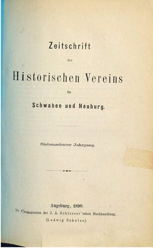 Zeitschrift des Historischen Vereins für Schwaben und Neuburg