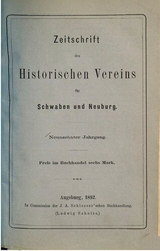 Zeitschrift des Historischen Vereins für Schwaben und Neuburg