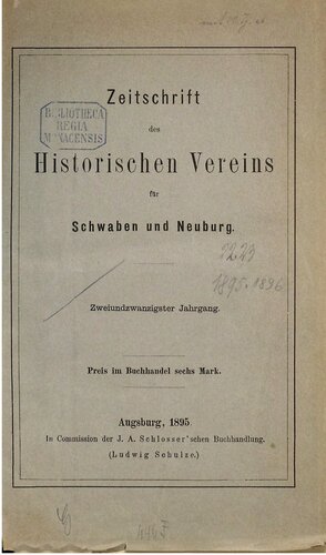 Zeitschrift des Historischen Vereins für Schwaben und Neuburg