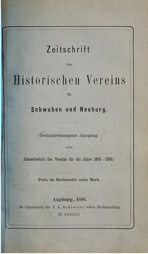 Zeitschrift des Historischen Vereins für Schwaben und Neuburg