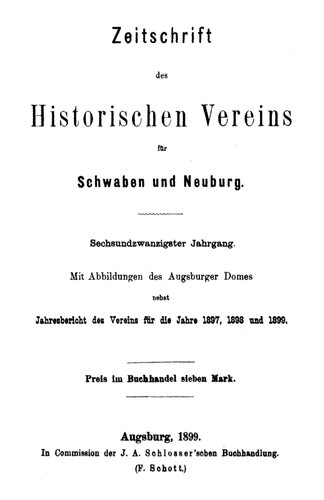 Zeitschrift des Historischen Vereins für Schwaben und Neuburg