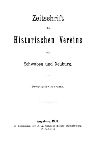 Zeitschrift des Historischen Vereins für Schwaben und Neuburg
