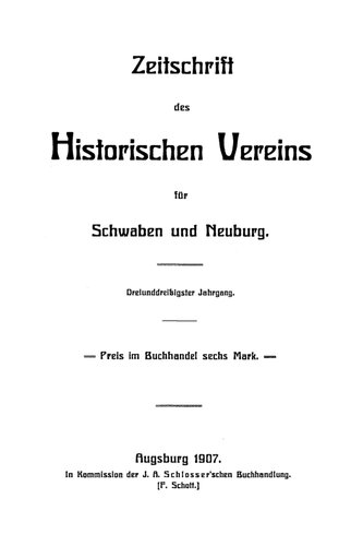 Zeitschrift des Historischen Vereins für Schwaben und Neuburg