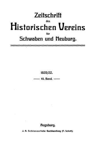 Zeitschrift des Historischen Vereins für Schwaben und Neuburg