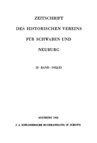 Zeitschrift des Historischen Vereins für Schwaben und Neuburg