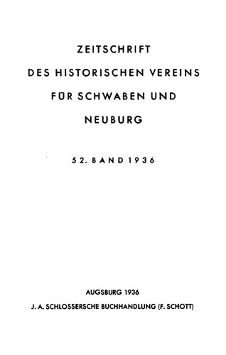 Zeitschrift des Historischen Vereins für Schwaben und Neuburg