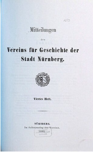 Mitteilungen des Vereins für Geschichte der Stadt Nürnberg