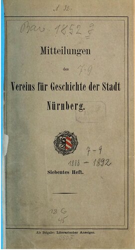 Mitteilungen des Vereins für Geschichte der Stadt Nürnberg