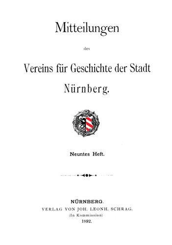 Mitteilungen des Vereins für Geschichte der Stadt Nürnberg