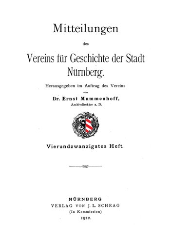 Mitteilungen des Vereins für Geschichte der Stadt Nürnberg