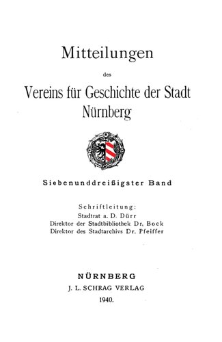 Mitteilungen des Vereins für Geschichte der Stadt Nürnberg