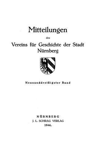 Mitteilungen des Vereins für Geschichte der Stadt Nürnberg