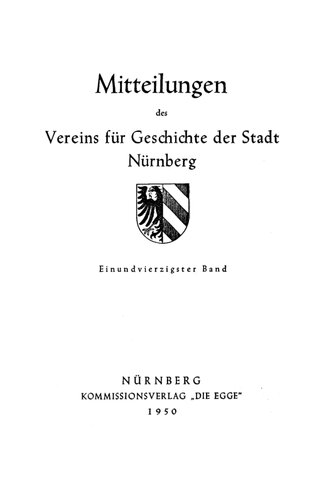 Mitteilungen des Vereins für Geschichte der Stadt Nürnberg