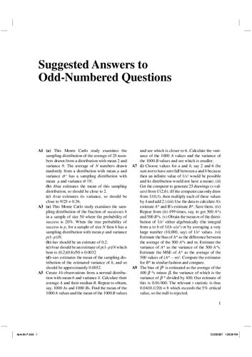 Suggested Answers to Odd-Numbered Questions for A Guide to Econometrics, 6th Edition