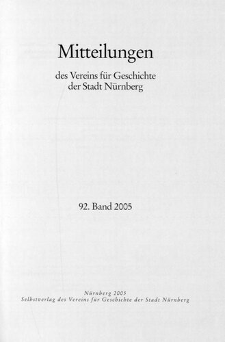 Mitteilungen des Vereins für Geschichte der Stadt Nürnberg