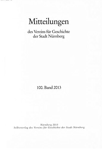 Mitteilungen des Vereins für Geschichte der Stadt Nürnberg