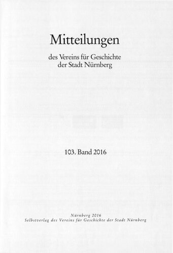 Mitteilungen des Vereins für Geschichte der Stadt Nürnberg