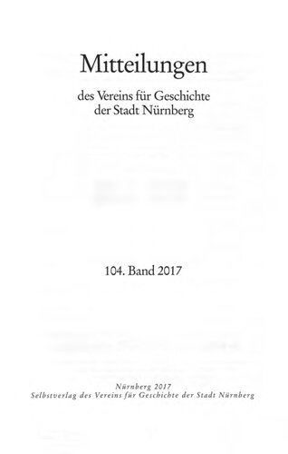 Mitteilungen des Vereins für Geschichte der Stadt Nürnberg