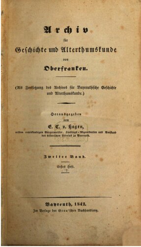 Archiv für Geschichte und Altertumskunde von Oberfranken