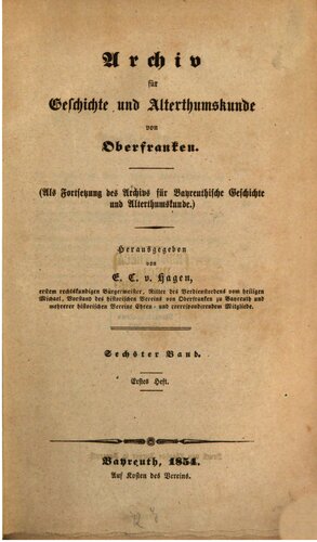 Archiv für Geschichte und Altertumskunde von Oberfranken