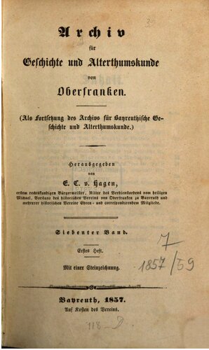 Archiv für Geschichte und Altertumskunde von Oberfranken
