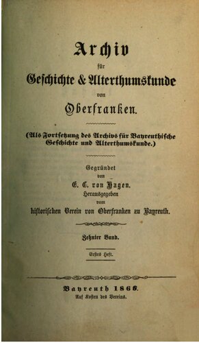 Archiv für Geschichte und Altertumskunde von Oberfranken