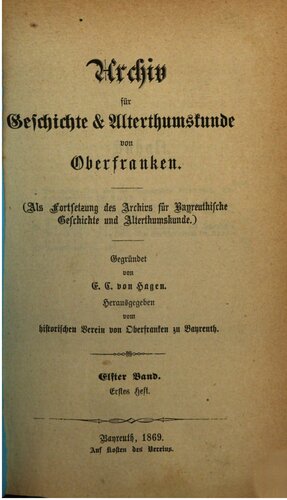 Archiv für Geschichte und Altertumskunde von Oberfranken