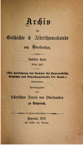 Archiv für Geschichte und Altertumskunde von Oberfranken