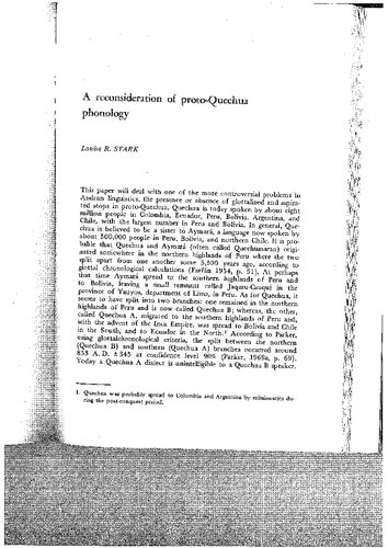 A reconsideration of Proto-Quechua [1970]