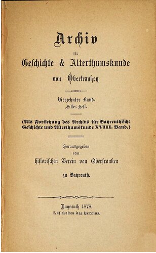 Archiv für Geschichte und Altertumskunde von Oberfranken