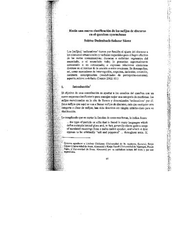 Hacia una nueva clasificación de los sufijos de discurso en el quechua ayacuchano