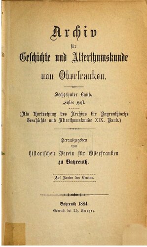 Archiv für Geschichte und Altertumskunde von Oberfranken