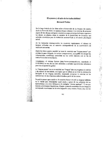 El aimara (Aymara) y el mito de la traducibilidad