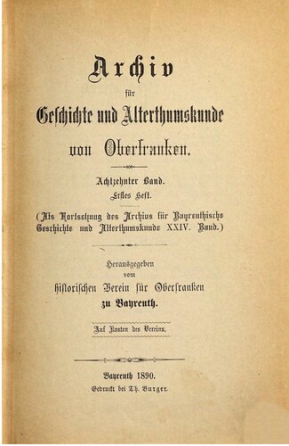 Archiv für Geschichte und Altertumskunde von Oberfranken