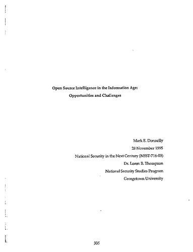 Open Source Intelligence in the Information Age: Opportunities and Challenges