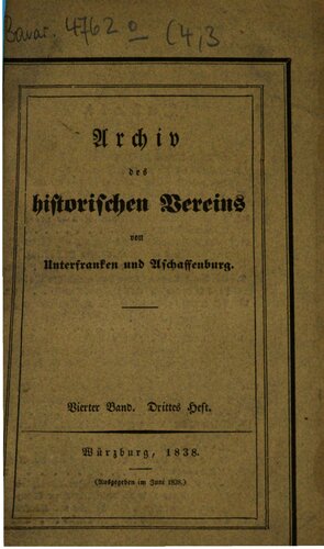 Archiv des Vereins des Historischen Vereins von Unterfranken und Aschaffenburg