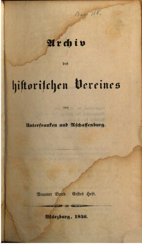 Archiv des Historischen Vereins von Unterfranken und Aschaffenburg