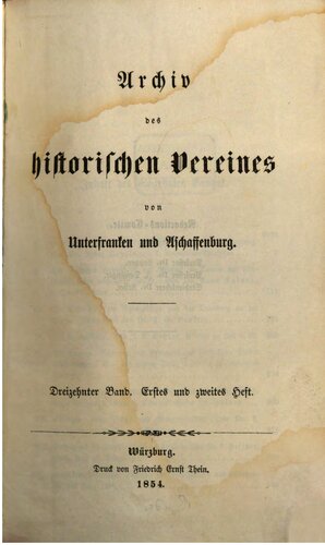 Archiv des Historischen Vereins von Unterfranken und Aschaffenburg