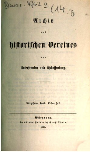 Archiv des Historischen Vereins von Unterfranken und Aschaffenburg