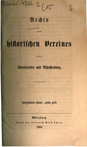 Archiv des Historischen Vereins von Unterfranken und Aschaffenburg