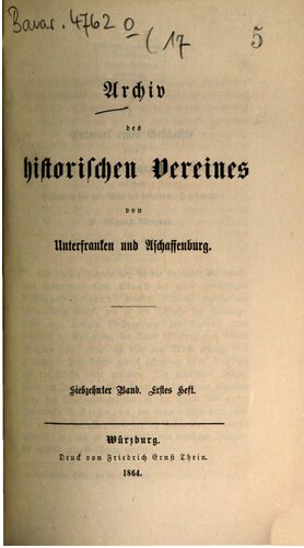 Archiv des Historischen Vereins von Unterfranken und Aschaffenburg